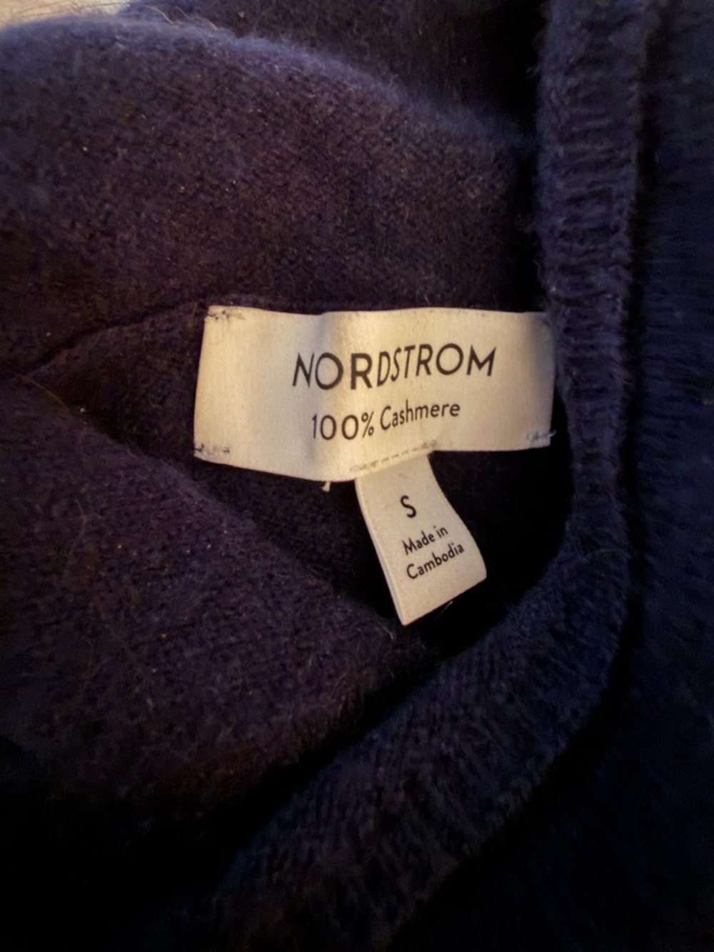 Nordstrom 100% Cashmere Turtleneck Sweater Size S Navy Oversized - Picture 5 of 6